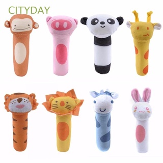 CITYDAY Soft Baby Rattles Child Supplies Baby Toys BI-BI stick Cartoon Plush Toy Animal Handbells Hand Rattle