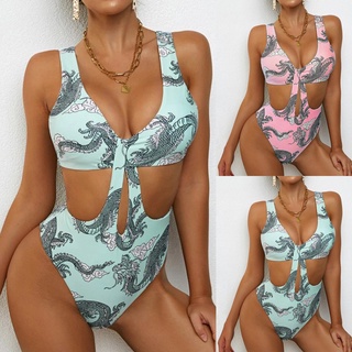 Bikini para mujer con apertura en la espalda estampada Floral Moda playa Bgk