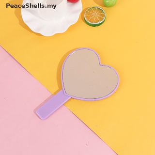 [paz Conchas] precioso corazón de melocotón de mano espejo de maquillaje con mango compacto espejos para mujeres MY