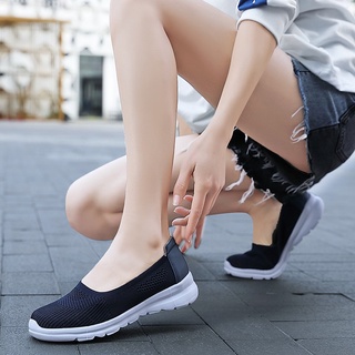 Gran tamaño de malla transpirable de las mujeres pisos al aire libre zapatos de caminar deslizamiento en zapatos Casual Size35-42 (3)
