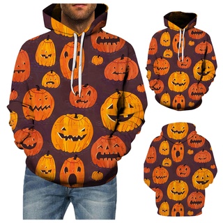 【UFAS】 Men's Halloween Evil Pumpkin Skull Variety Printed Hoodie Plus Size Sweatshirt