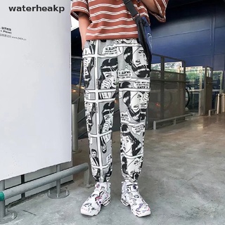 (waterheakp) hombre mujer cómic impreso casual suelto hip hop harajuku deporte pantalones streetwear en venta