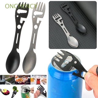 ONCHENCY Camping Fork Portable 10 in 1 Spoon Tableware Cutlery Tool Multi-function Spork Stainless Steel/Multicolor