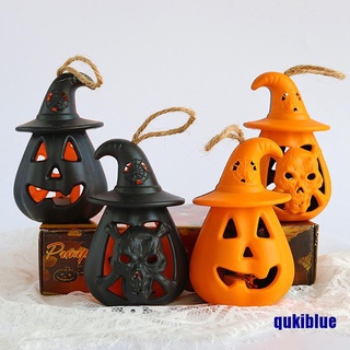 QUK LED Halloween Pumpkin Ghost Lantern Lamp DIY Hanging Scary Candle Light Decor