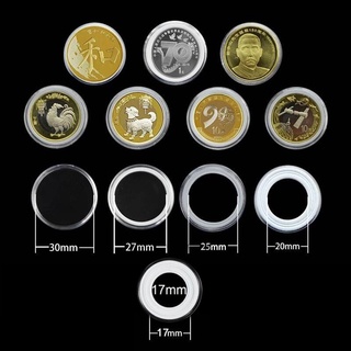 Caja de almacenamiento de monedas de 100 unidades, 17/20/25/27/30/mm, sujetador, plástico transparente, caja redonda (7)