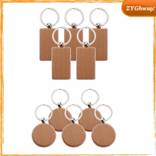 Blank Key Rings Wood Keychain Key Tags Keychain Supplies for Craft Wallet (6)