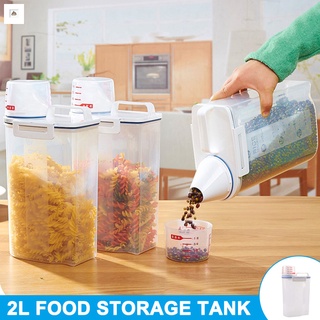 2L Plastic Cereal Dispenser Storage Box Kitchen Food Grain Rice Container PP Multifunctional
