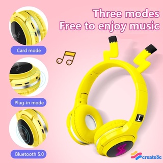 Hot-selling wireless Bluetooth 5.0 headset Pikachu joint bilateral stereo surround protection for hearing, with NFC function, support smart display call creat3c (1)