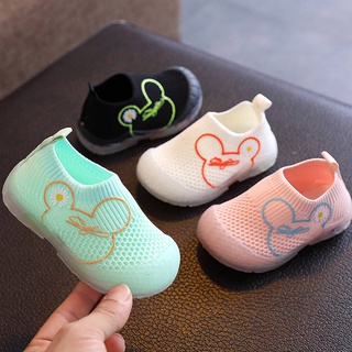 [Barly Store] zapatos de niño tejido volador de fondo suave 0-1-2-3 años de edad primavera y otoño de una sola capa zapatos de los hombres y las mujeres bebé antideslizante de dibujos animados Casual zapatos