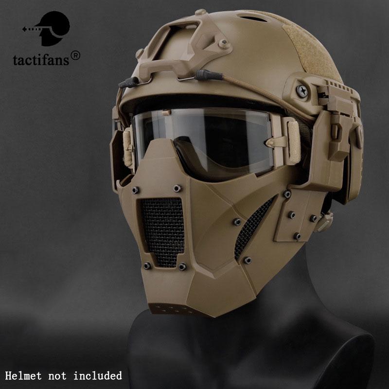 Airsoft Media Cara Paintball Máscara Militar Ejército Metal Malla De Acero Adjustabl Protector CS Juego Para Casco Conector