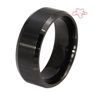 [fa] anillo de acero de titanio de 8 mm para hombre, joyería de compromiso, color negro