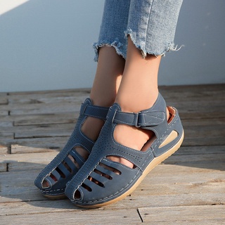 mujer cuña sandalias antideslizantes más el tamaño zapatillas de cuero de la pu zapatos de playa kasut perempuan (3)