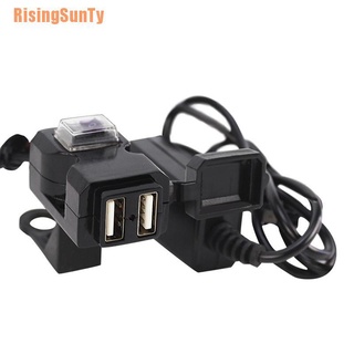 Risingsunty (¥) cargador de manillar de motocicleta Dual USB 12V impermeable con interruptor y soportes (1)