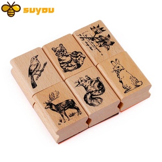 Suyou artes sellos de goma de madera manualidades manualidades Scrapbooking DIY nueva estampación moda para letras diario animales sellos (1)