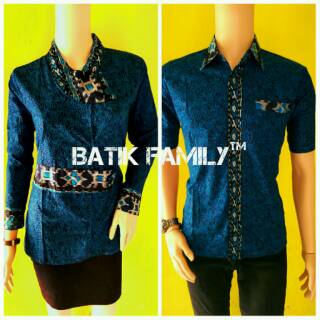 Exclusivo azul Mega pareja Batik camisa Pekalongan moda