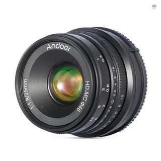 Tm/ Andoer 25mm F1.8 APS-C lente de cámara de enfoque Manual de gran apertura de gran angular de reemplazo para cámaras Sony E-Mount sin espejo A7III/A9/NEX 3 3N/NEX 5 5T 5R/NEX 6 7/ 0/ 0/ 0/ 0/ 0/ 0/ 0/ 0