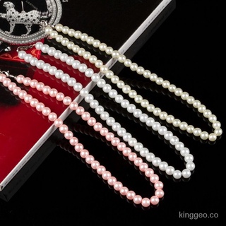 【Collar de perlas】 Moda europea y americana Collar corto de perlas para damas / Collar de cuentas de 8 mm / Cadena de clavícula (1)