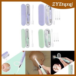 kit limpiador de picos de oreja con luz led, herramienta de eliminación de cera de orejas herramienta de limpieza de pinzas caja de almacenamiento (1)