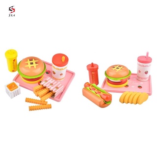 juego de juguetes de madera simulación de fresa hamburguesa-papas fritas