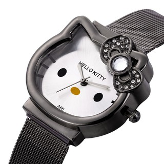 hello kitty reloj de cuarzo de acero inoxidable con dibujos animados para niños