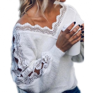 Suéter/pulóver De color sólido para mujer con cuello en V hueco