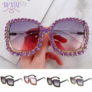 Wx9e gafas de sol cuadradas de diamantes de imitación de lujo para mujer moda al aire libre de gran tamaño sombras UV400 gafas de sol