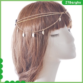 Diadema de Metal dorado con borla de hoja de cristal para la cabeza de la cabeza de la joyería (6)