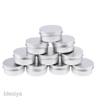 [Blesiya] 10 recipientes de almacenamiento redondos de aluminio de 50 ml con tapa de tornillo