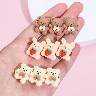 FOOT Women Girls Hair Clip Rabbit Side Bangs Barrettes Duckbill Clip Candy Color Fashion Styling Accessories Bear Hairpin (9)