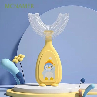 mcnamer manual de los niños de silicona cepillo de dientes diario limpiador de dientes en forma de u bebé cepillo de dientes blanqueamiento de 2-12 años de edad 360 grados de mano suave bebé niños cuidado oral (1)
