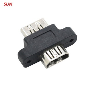 SUN Black HD-MI Female to Female Extension Extender Adapter Fixing Connector with Screw Lock Panel Mount
