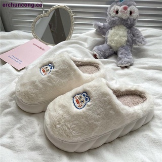Thick-soled cotton slippers women s winter warmth and non-slip outer wear 2021 new cute plush plush slippers