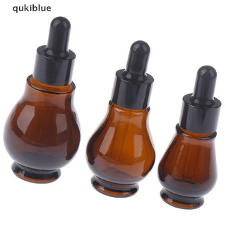 qukiblue 10/20/30 ml botellas vacías de cristal marrón con pipeta para aceite esencial co