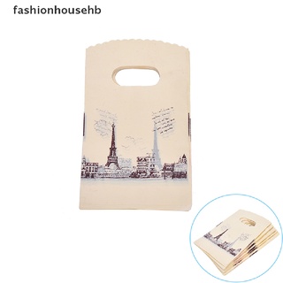 Fashionhousehb 100 Unids/Lote Rosa Torre Eiffel Bolsas De Embalaje De Plástico Compras Con Asa , Venta Caliente