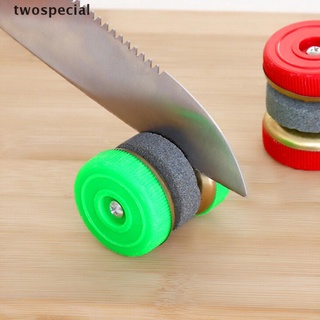 [twospecial] 1 pza afilador de cuchillos redondo de doble cara afilador de cuchillos de piedra útil [twospecial]
