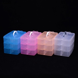 [cod] 3 capas de 18 compartimentos transparentes caja de almacenamiento contenedor joyería cuentas organizador caso caliente