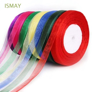 ISMAY cintas de 50 yardas DIY ropa de costura Organza cinta regalo boda fiesta navidad artesanía envoltura cinta de satén Multicolor