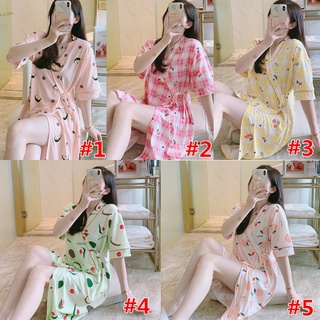 2020 mujer versión verano pijama manga corta lindo Kimono ropa hogar camisón camisón