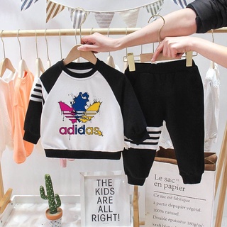 Adidas nuevo estilo para niñas estilo occidental traje para niños primavera y otoño ropa de dos piezas para niños estilo coreano bebé niños Red deportiva