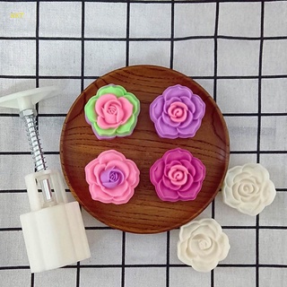 Kkt Mooncake molde 50g rosa flor sello pastel galletas molde cortador de presión de mano de grado alimenticio accesorios de hornear