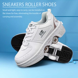 Tênis de rolo de deformação sapatos de skate parkour sapatos de rolo tênis com quatro rodas tênis para crianças unissex (1)