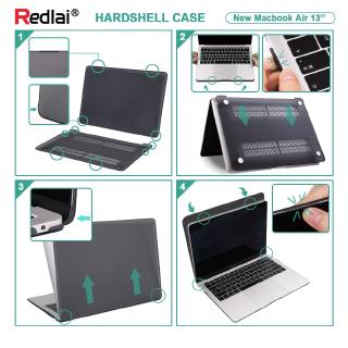 Funda para ordenador portátil para MacBook Air 13 Touch ID 2019 2020 9 Shell duro intermitente caso + cubierta de teclado transparente (7)