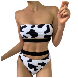 *DMGO*=Women's Fashion Cow Print Split Swimsuit Solid Color Sexy Bikini (2)