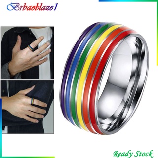 Brbaoblaze1 orgullo De acero inoxidable pulido De 8 mm con arcoíris Para Gay lesbiana-us 7 (9)
