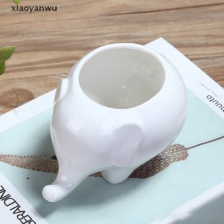 [xiaoyanwu] animal elefante color glaseado porcelana blanca carnosa maceta decoración artesanal [xiaoyanwu]