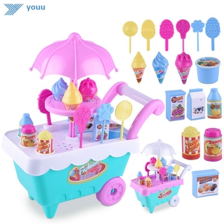 Juguetes de juego de rol para niños Mini carrito de caramelo desmontable para helados/tienda de helados