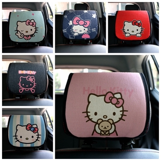 1 PC Hello Kitty gato lindo de dibujos animados cabeza de coche funda de almohada lindo coche funda de almohada femenina Kawai coche interior accesorios rosa accesorios de coche