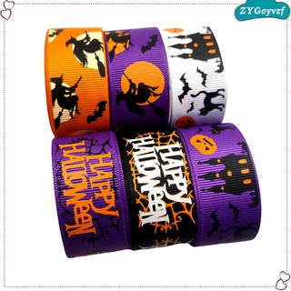 6 rollos de cinta de halloween impreso grosgrain cintas para regalo de regalo de vacaciones (9)