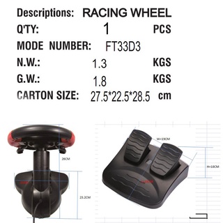 juego de coche simulador de carreras vibración pc volante pedales conjunto para ps3/ps2 (6)