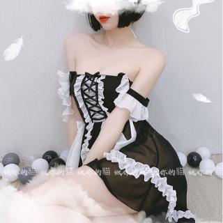 Sexy lencería conjunto de mujeres japonesas lentejuelas sirvienta Cosplay disfraz tentación erótico uniforme traje de tanga conjunto de ropa de dormir asequible